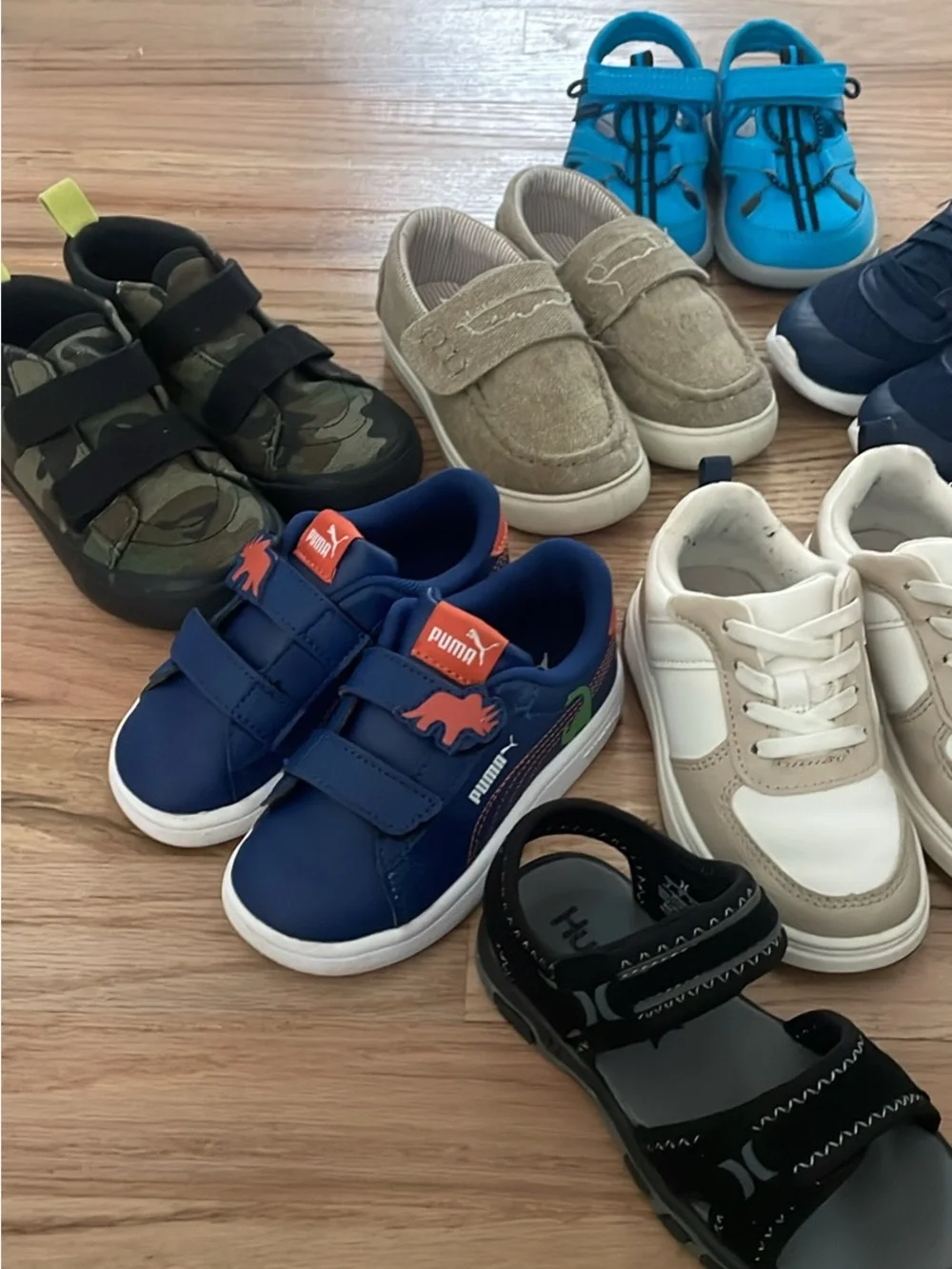 Kids Toddler Shoe Lot Navy Blue and Beige Athletic Sneakers - Nike & Puma 8c